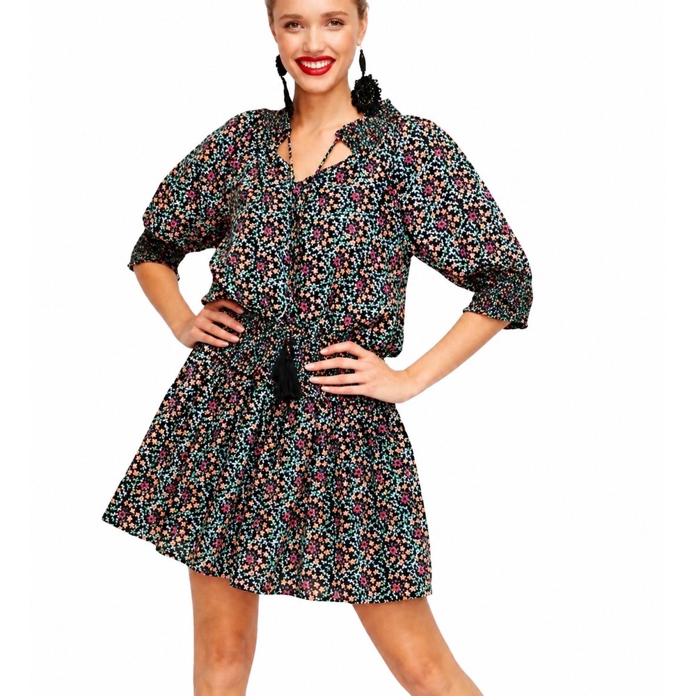 NWT Roller Rabbit Etoiles Favela Dress Black Star Moon Celestial Smocked Mini XS